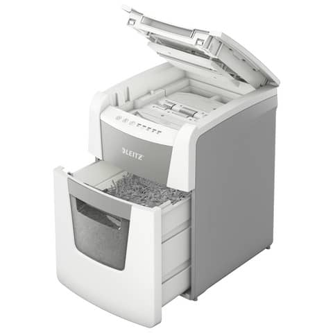 Distruggidocumenti automatico Leitz IQ P4 Small Office AutoFeed 100 ff - 34 L - bianco - 80110000